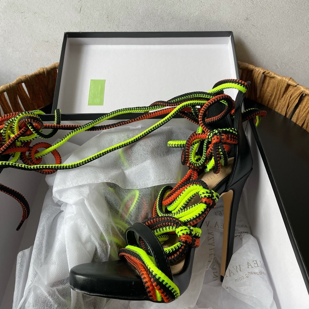 Tie up neon heels